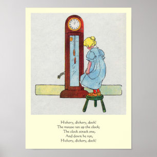 Affiche Hickory, Dickory, Dock Mother Goose Nursery Rhyme