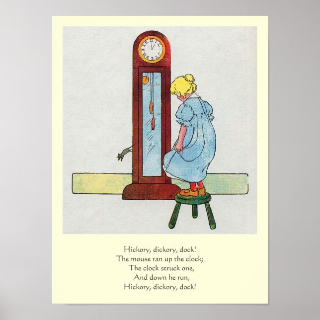 Affiche Hickory, Dickory, Dock Mother Goose Nursery Rhyme (Devant)
