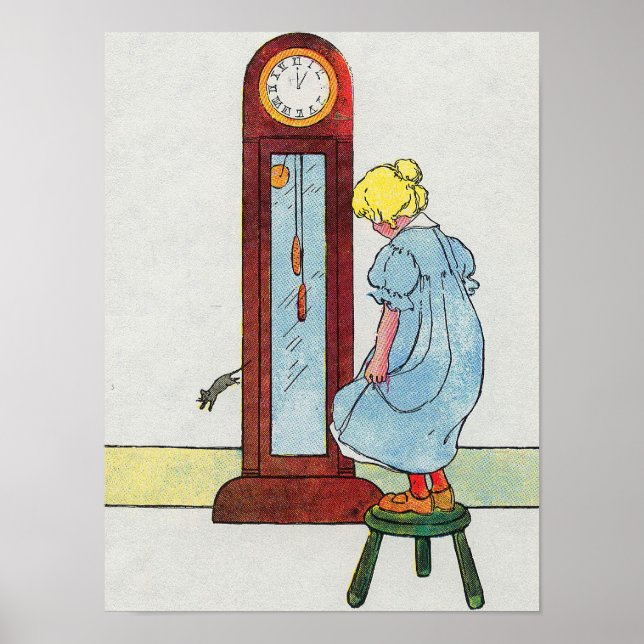 Affiche Hickory, Dickory, Dock Mother Goose Nursery Rhyme (Devant)