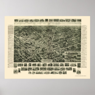 Affiche Hicksville, carte panoramique de NY - 1925