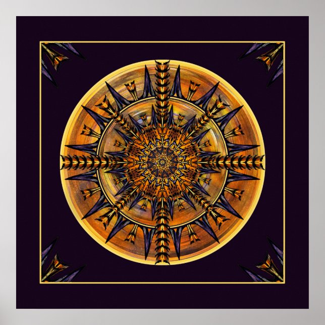 Affiche Hiéroglyphe Moth Mandala Art Imprimer (Devant)