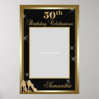 High Heels 50th Birthday Photo Prop Frame Gold