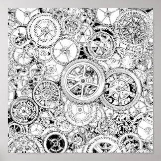 Affiche High-Precision Repeating Steampunk Gears Template
