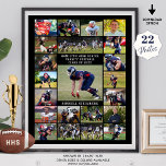 Affiche High School Senior Sports 22 Photo Collage<br><div class="desc">Reconnaissez et célébrez votre élève de sport du secondaire pour la nuit des aînés, la reconnaissance sportive de fin de saison ou le dîner de remise de prix ou l'exposition à sa fête de remise de diplômes avec cette affiche imprimée à l'aide d'un modèle de collage photo facile à télécharger...</div>