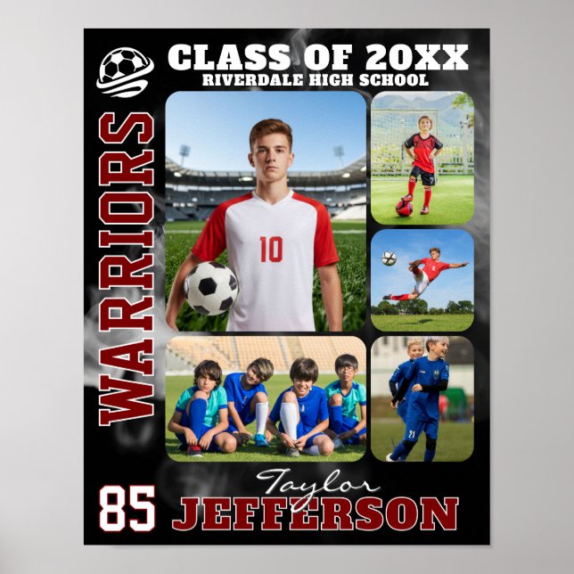 Affiche High School Soccer Team Sports Photo Collage (Devant)