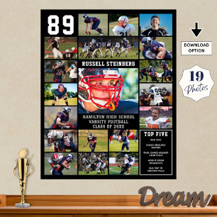 Affiche High School Sports Senior 19 Photo Collage Top 5