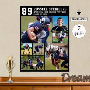 Affiche High School Sports Senior 7 Photo Collage Grad