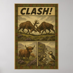 Affiche Highland Clash - Stands, Puffins et Bovins