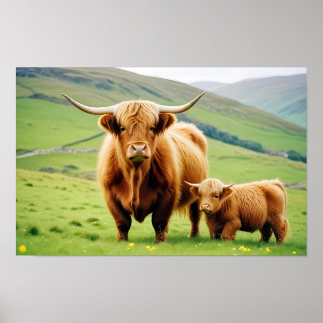 Affiche Highland Cow Animal Nature Animale Affection Faune (Devant)
