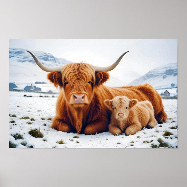 Affiche Highland Cow Animal Nature Animale Affection Faune (Devant)