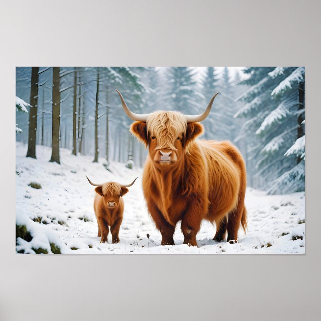 Affiche Highland Cow Animal Nature Animale Affection Faune (Devant)