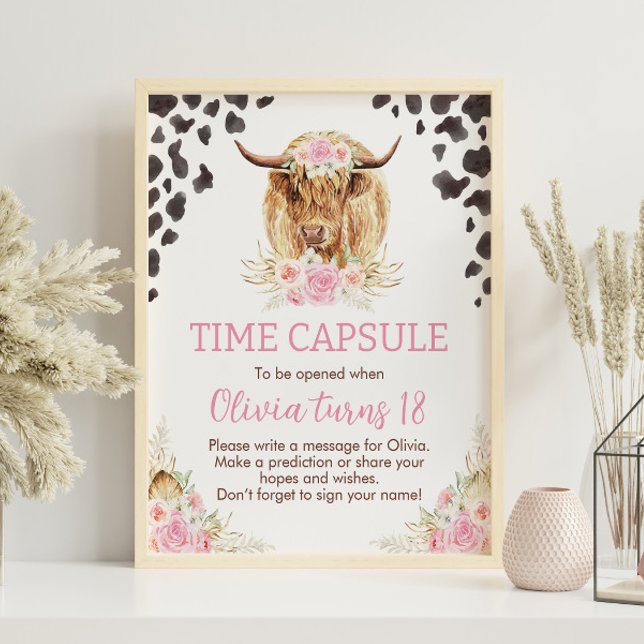 Affiche Highland Cow Anniversaire Heure Capsule signe (Créateur téléchargé)