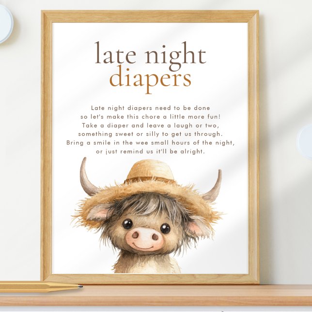 Affiche Highland Cow - Baby shower des plongeurs nocturnes (Créateur téléchargé)