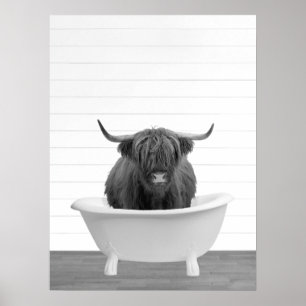Affiche Highland Cow Baignoire Maison Décor Salle de bain