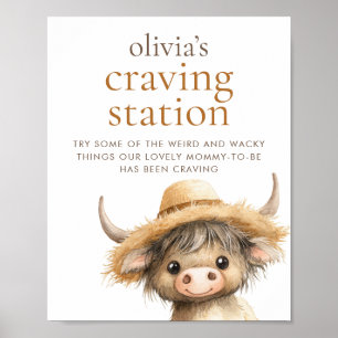 Affiche Highland Cow Cravings Station Baby shower