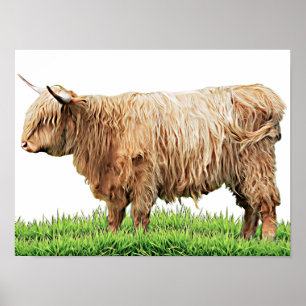 Affiche Highland Cow Farm Animaux Western Art