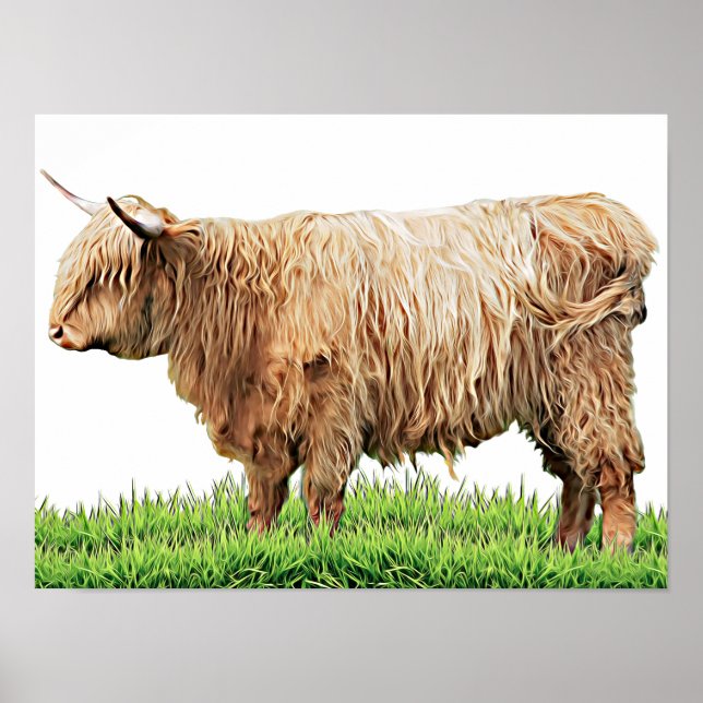 Affiche Highland Cow Farm Animaux Western Art (Devant)