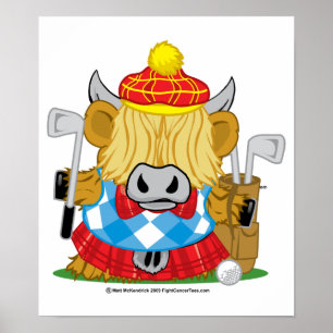 Affiche Highland Cow Golf