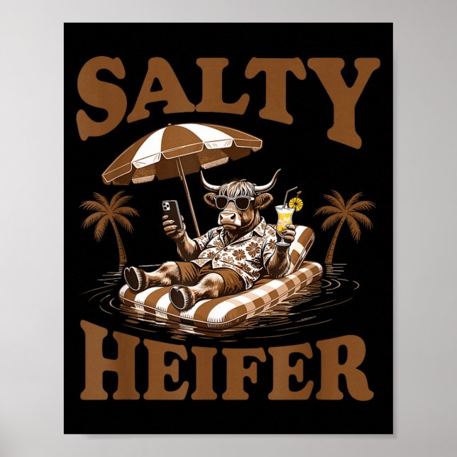 Affiche Highland Cow Lovers Salty Heifer Trocal For Women  (Devant)