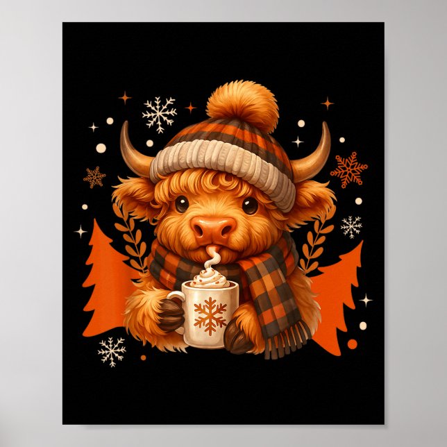 Affiche Highland Cow Mooey Christmas Pajamas Western Cowgi (Devant)