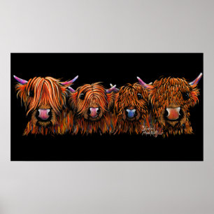 Affiche HiGHLaND CoW PRiNT SCoTTiSH ' THe GiNGeR NuTS '