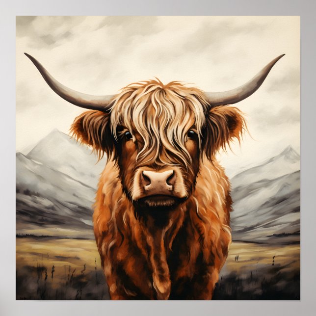 Affiche Highland Cow Wall Art (Devant)