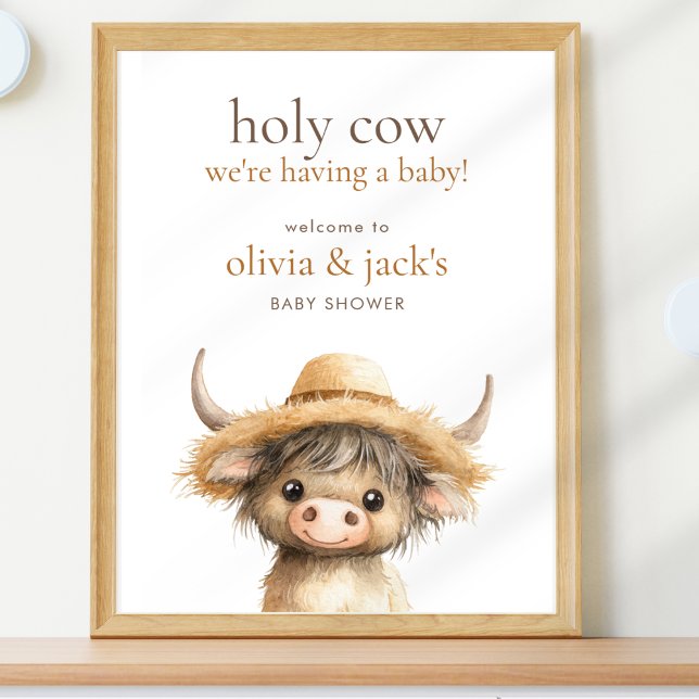 Affiche Highland Holy Cow Bienvenue au Baby shower (Créateur téléchargé)