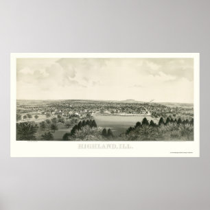 Affiche Highland, IL Carte panoramique - 1894