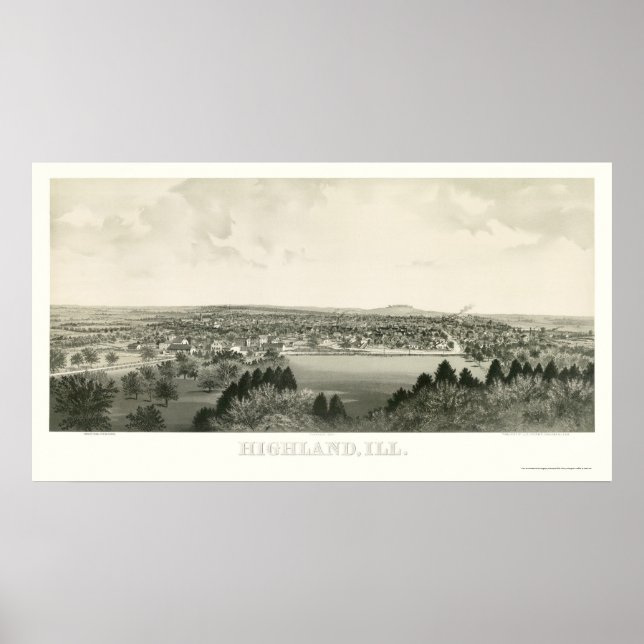 Affiche Highland, IL Carte panoramique - 1894 (Devant)