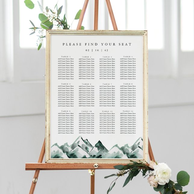 Affiche Highland Printable Mountain Wedding Seating Chart (Créateur téléchargé)