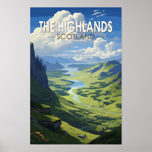 Affiche Highlands écossais Écosse Voyage Art Vintage