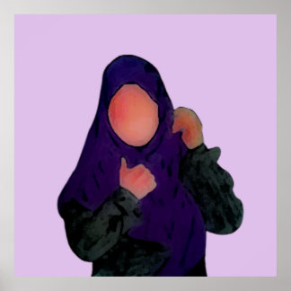 Affiche Hijabi - Muslimah - Hijab tiré à la main - Hijab G