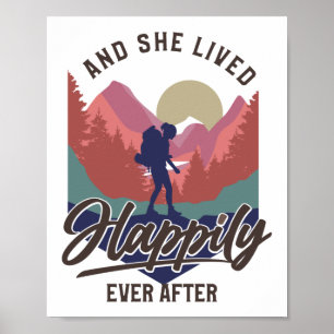 Affiche Hiking Mountain And She Lived Happily Ever After