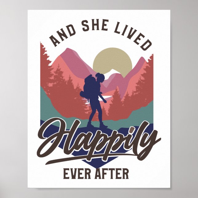 Affiche Hiking Mountain And She Lived Happily Ever After (Devant)