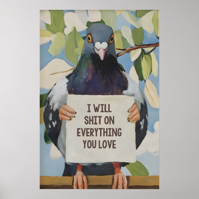 Affiche Hilarious Pigeon Bathroom Art Print Quirky Home (Devant)