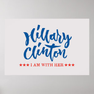 Affiche Hillary Clinton - Je suis avec elle - Lettre main