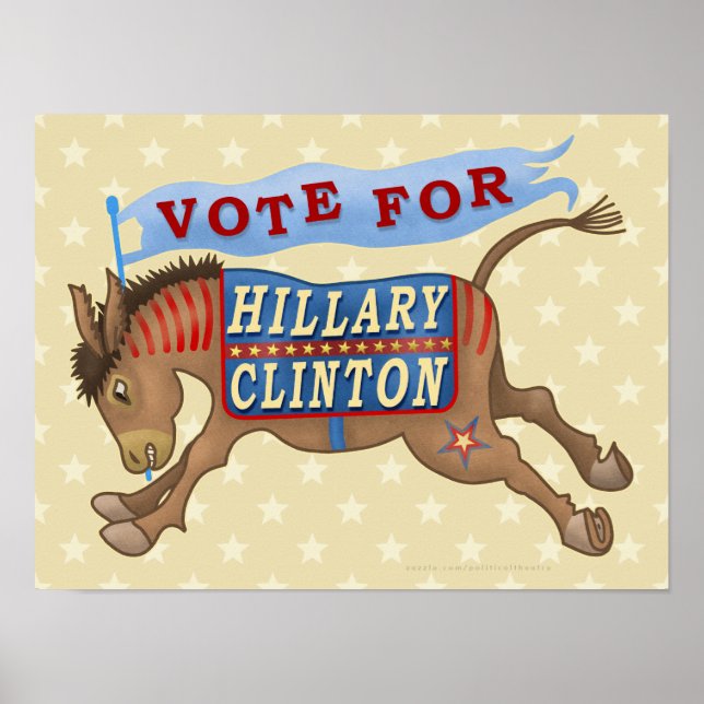 Affiche Hillary Clinton Présidente démocrate Donkey 2016 (Devant)