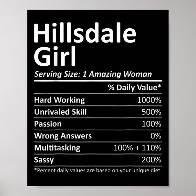 Affiche Hillsdale Girl Nj New Jersey Funny City Home Roots (Devant)