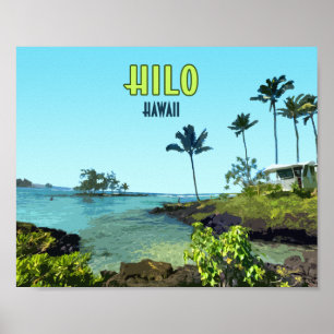 Affiche Hilo Big Island Hawaii Beach Vintage