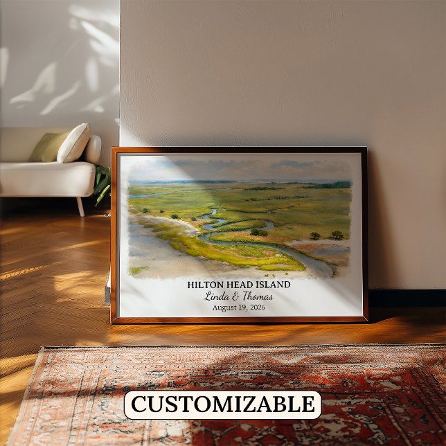 Affiche Hilton-Head Island Caroline du Sud Aquarelle (Créateur téléchargé)