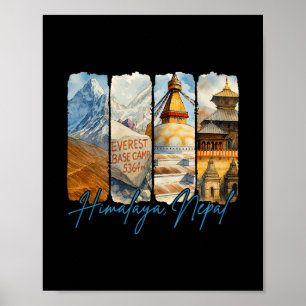 Affiche Himalaya Népal Voyager Voyage Coup de Pinceau Souv