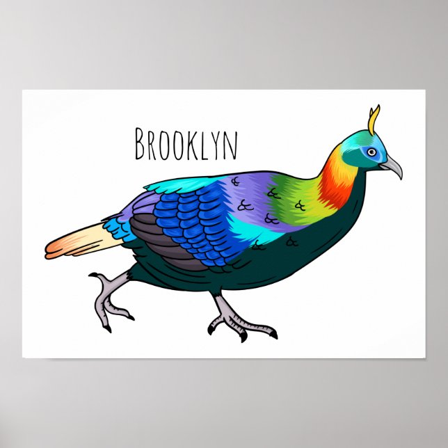 Affiche Himalayan monal bird cartoon illustration (Devant)