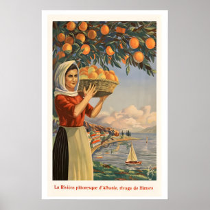 Affiche Himara Albanie La Riviera Pittoresque Vintage