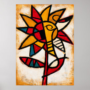 Affiche Himawari Tournesol Tribal Abstraction