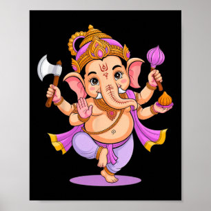 Affiche Hindu Ganesha Puja Eléphant Dieu Inde Méditation Y