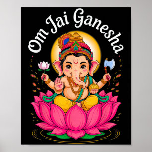 Affiche Hindu Ganesha Puja Elephant Dieu Inde Méditation Y