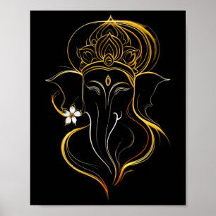 Affiche Hindu Ganesha Puja Eléphant Dieu Inde Méditation Y