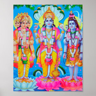 Affiche Hindu Trinity Brahma Vishnu Shiva