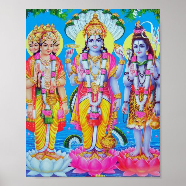 Affiche Hindu Trinity Brahma Vishnu Shiva (Devant)