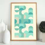 Affiche Hip Abstrait demi-cercles Wavy Mosaic Art Motif<br><div class="desc">Beau beige taupe contemporain, crème d'ivoire blanc cassé, bleu turquoise, menthe et bleu clair aqua turquoise couleur vert turquoise demi cercles géométriques et motif en mosaïque carré. Design minimaliste élégant, élégant et éclectique pour le hip-hop artistique, style rétro vintage ou abstrait amateur de motifs géométriques numériques. Associez ce design à...</div>